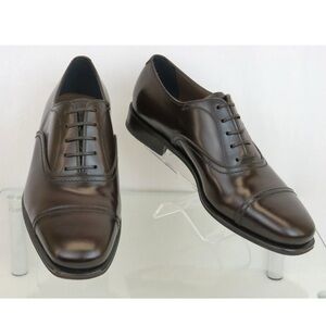 Salvatore Ferragamo Men's Dark Brown Cap-Toe Leather Oxfords